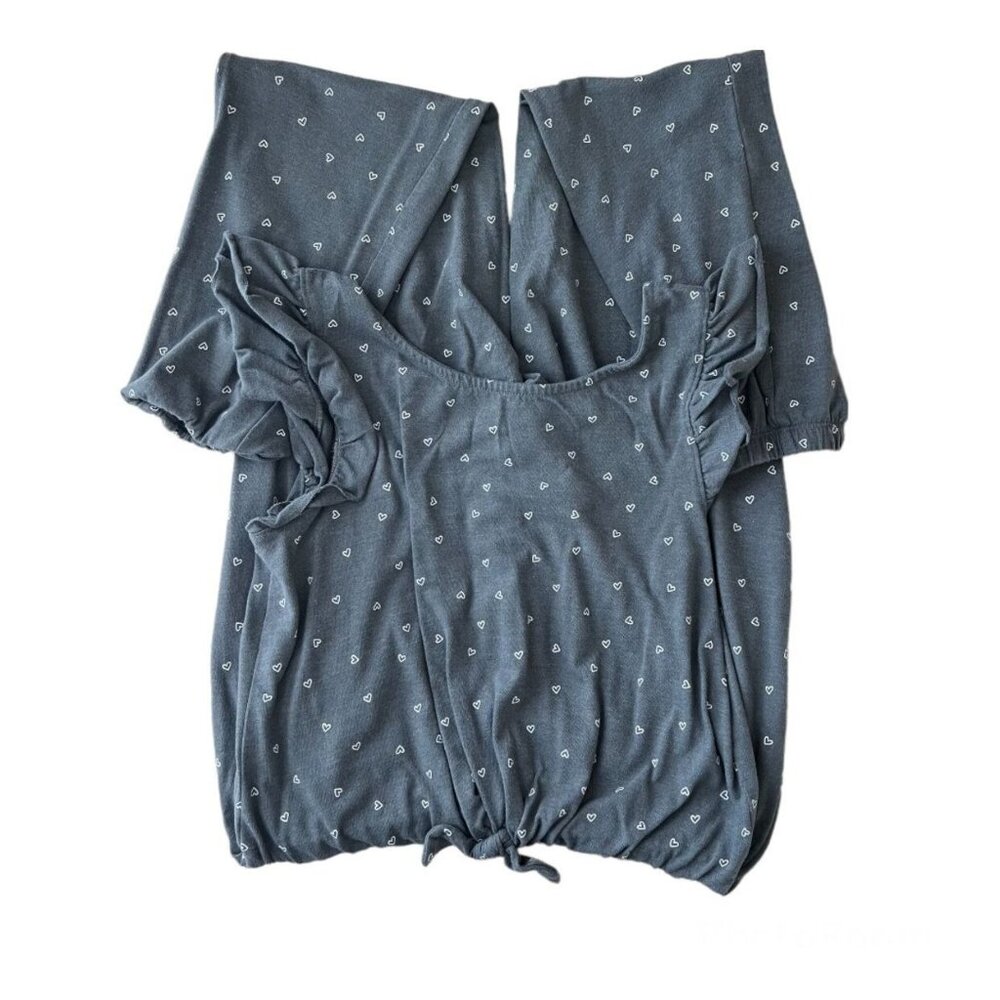 Cat & Jack Heather Gray Hearts Romper Jumpsuit Size XL (14/16) VGUC